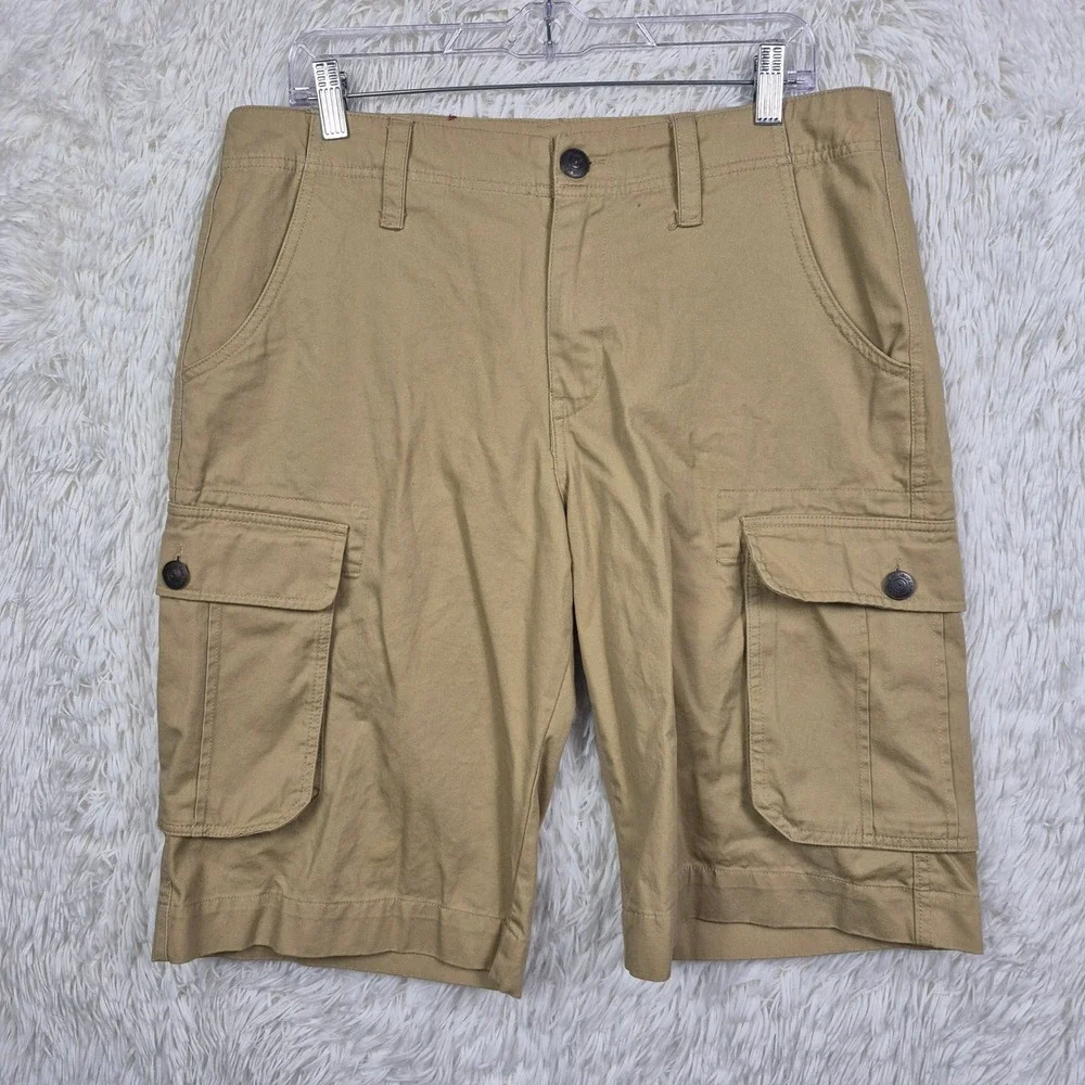 True Religion Mens Tan Khaki‎ Cotton Cargo Shorts Size 32 G3L9Z8VX02340